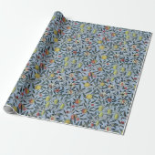 Morris Blue Background Antique Pomegrana Muster Geschenkpapier (Ungerollt)