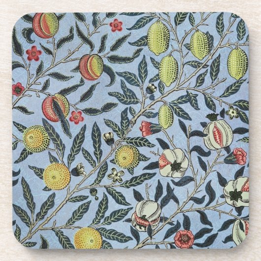 Morris Blue Background Antique Pomegrana Muster Getränkeuntersetzer (Vorderseite)