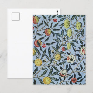 Morris Blue Background Antique Pomegrana Muster Postkarte