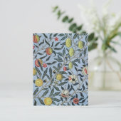 Morris Blue Background Antique Pomegrana Muster Postkarte (Stehend Vorderseite)