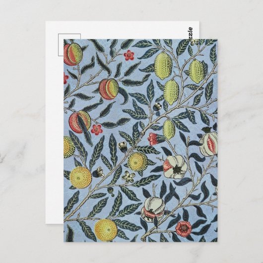 Morris Blue Background Antique Pomegrana Muster Postkarte (Vorne/Hinten)