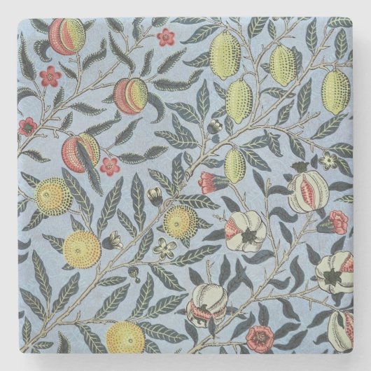 Morris Blue Background Antique Pomegrana Muster Steinuntersetzer (Vorderseite)