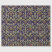 Morris Blue Background Rose & Lily Blume Muster Geschenkpapier (Flach)