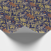 Morris Blue Background Rose & Lily Blume Muster Geschenkpapier (Ecke)