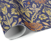 Morris Blue Background Rose & Lily Blume Muster Geschenkpapier (Rolleneckpunkt)