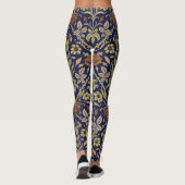 Morris Blue Background Rose & Lily Blume Muster Leggings (Rückseite)