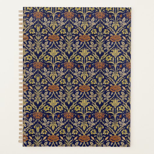 Morris Blue Background Rose & Lily Blume Muster Planer (Vorderseite)