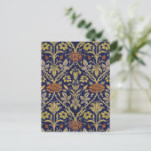 Morris Blue Background Rose & Lily Blume Muster Postkarte (Stehend Vorderseite)
