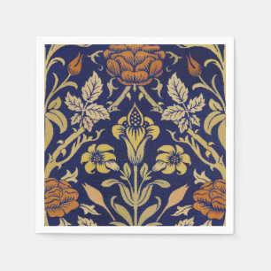 Morris Blue Background Rose & Lily Blume Muster Serviette