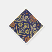 Morris Blue Background Rose & Lily Blume Muster Serviette (Ecke)