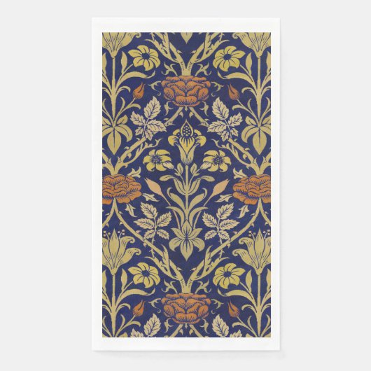 Morris Blue Background Rose & Lily Blume Muster Serviette (Vorderseite)