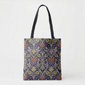 Morris Blue Background Rose & Lily Blume Muster Tasche (Vorderseite)
