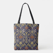 Morris Blue Background Rose & Lily Blume Muster Tasche (Rückseite)