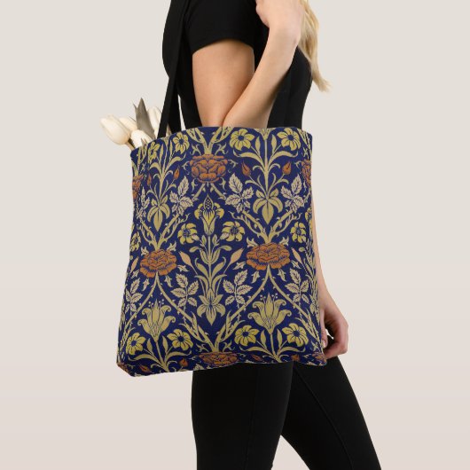 Morris Blue Background Rose & Lily Blume Muster Tasche (Von Nahem)