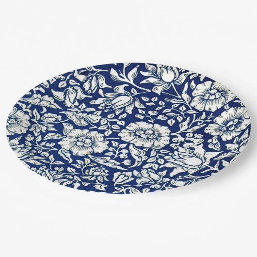 Morris - Blue Mallow, populäre Muster Pappteller (Schrägansicht)