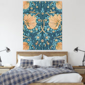 Morris Blue Pimpernell Vintages Muster Leinwanddruck (Insitu (Schlafzimmer))