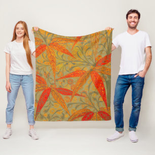 Morris & Co. Bambus-Muster Godwin Orange und Salbe Fleecedecke