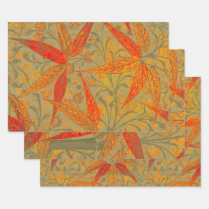 Morris & Co. Bambus-Muster Godwin Orange und Salbe Geschenkpapier Set
