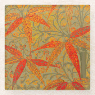 Morris & Co. Bambus-Muster Godwin Orange und Salbe Glasuntersetzer