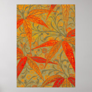Morris & Co. Bambus-Muster Godwin Orange und Salbe Poster