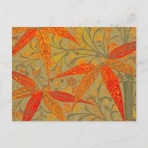 Morris & Co. Bambus-Muster Godwin Orange und Salbe Postkarte