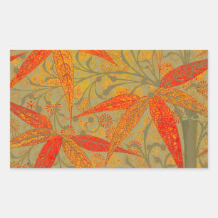 Morris & Co. Bambus-Muster Godwin Orange und Salbe Rechteckiger Aufkleber