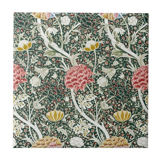 Morris Cray Vintag Blossom Blumendesign Green Fliese (Vorderseite)