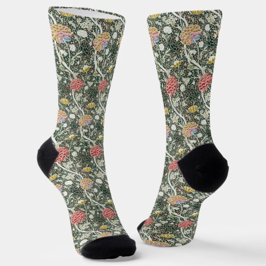 Morris Cray Vintag Blossom Blumendesign Green Socken (Gewinkelt)