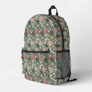 Morris Cray Vintage Blossom Florales Design Grün Bedruckter Rucksack