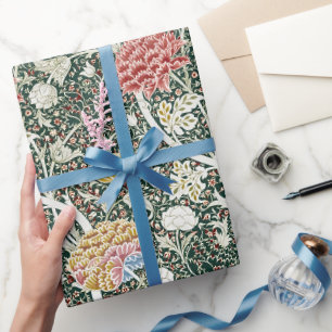Morris Cray Vintage Blossom Florales Design Grün Geschenkpapier