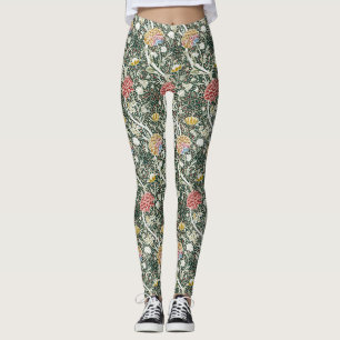 Morris Cray Vintage Blossom Florales Design Grün Leggings