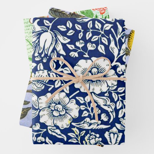 Morris: Drei Muster: Blauer Marmor, Obst, Daisy Geschenkpapier Set (Beispiel)