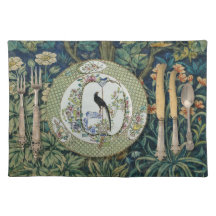 Morris-Druck-Set für Tischsets mit antiker Vogelsc