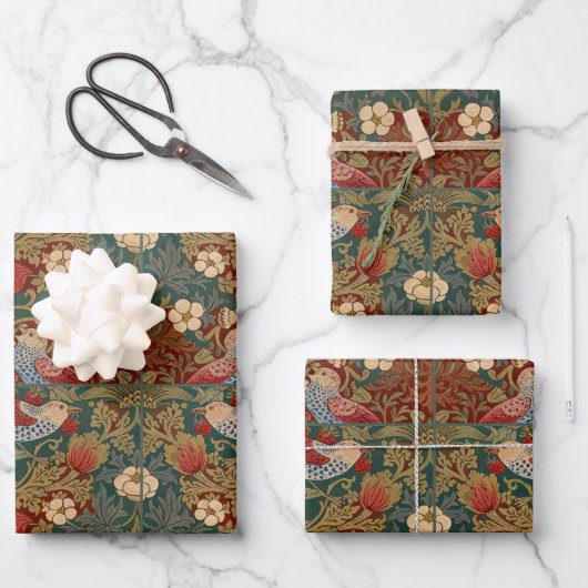 Morris - Erdbeer-Dieb #2 Blumenmuster Geschenkpapier Set (Vorderseite)