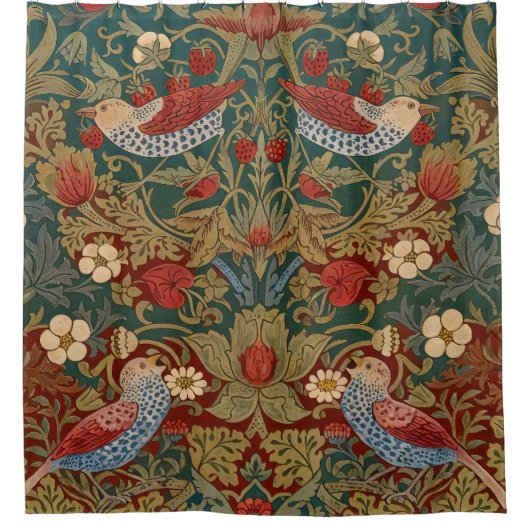 Morris - Erdbeerdieb #2 Blumenmuster Duschvorhang (Vorderseite)