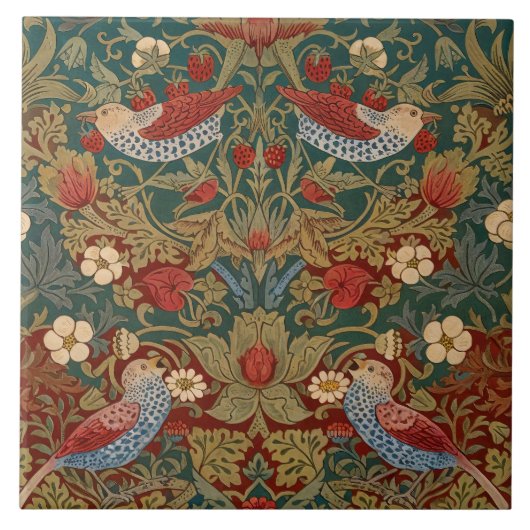 Morris - Erdbeerdieb #2 Blumenmuster Fliese (Vorderseite)