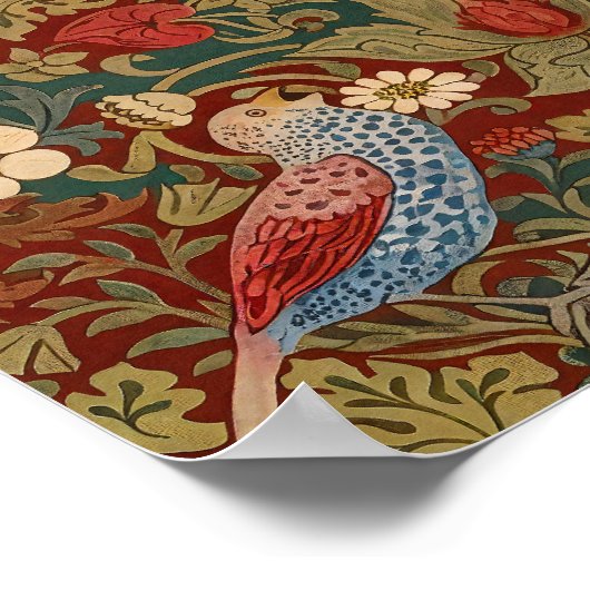 Morris - Erdbeerdieb #2 Blumenmuster Poster (Ecke)