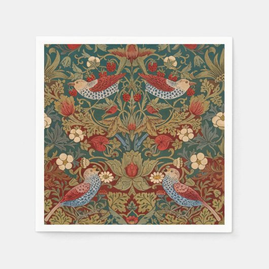 Morris - Erdbeerdieb #2 Blumenmuster Serviette (Vorderseite)