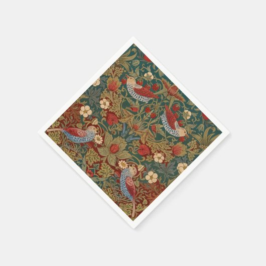 Morris - Erdbeerdieb #2 Blumenmuster Serviette (Ecke)