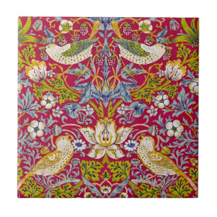 Morris Erdbeerdieb Himbeerrot-Limonengrün-Blumenmu Fliese