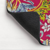 Morris Erdbeerdieb Himbeerrot-Limonengrün Floral Mousepad (Ecke)