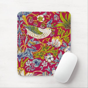 Morris Erdbeerdieb Himbeerrot-Limonengrün Floral Mousepad