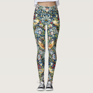 Morris - Erdbeeren-Dieb-Muster für Vögel und Blume Leggings
