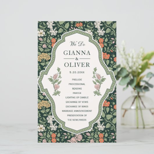 Morris Floral Garden Hochzeitsprogramm (Stehend Vorderseite)