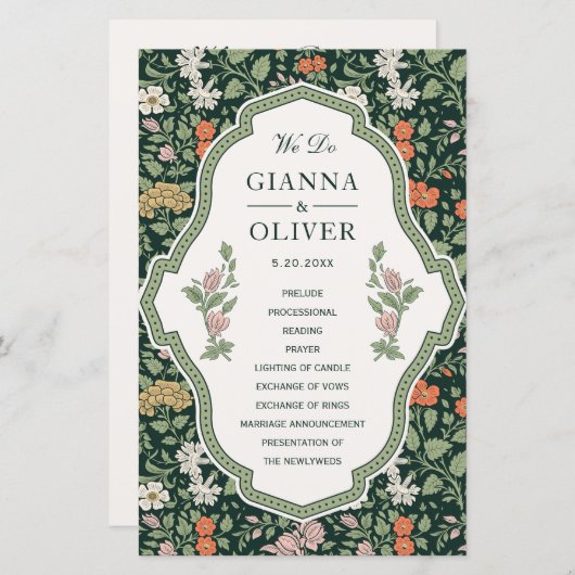 Morris Floral Garden Hochzeitsprogramm (Vorne/Hinten)