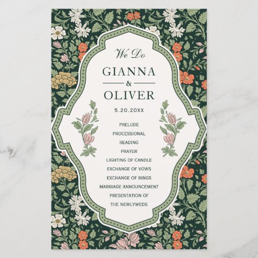 Morris Floral Garden Hochzeitsprogramm (Vorderseite)