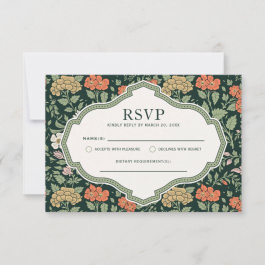 Morris Floral Garden Wedding RSVP Card Einladung (Vorderseite)