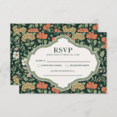 Morris Floral Garden Wedding RSVP Card Einladung (Vorne/Hinten)