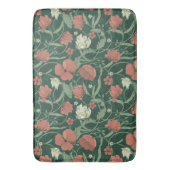 Morris Garden Green & Red Floral Badematte (Vorderseite Vertikal)