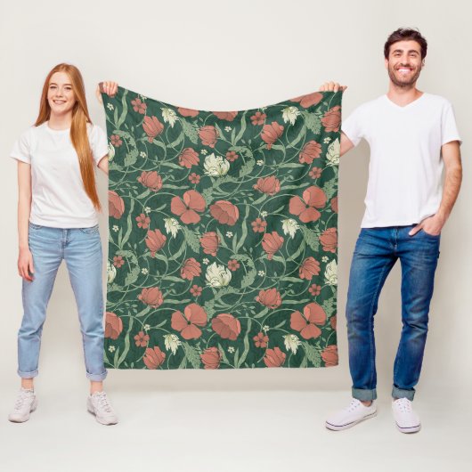Morris Garden Green & Red Floral Badetuch Set Fleecedecke (Beispiel)